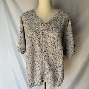 Naturals d&co Marled V-Neck Knit Short Sleeve Sweater 1X